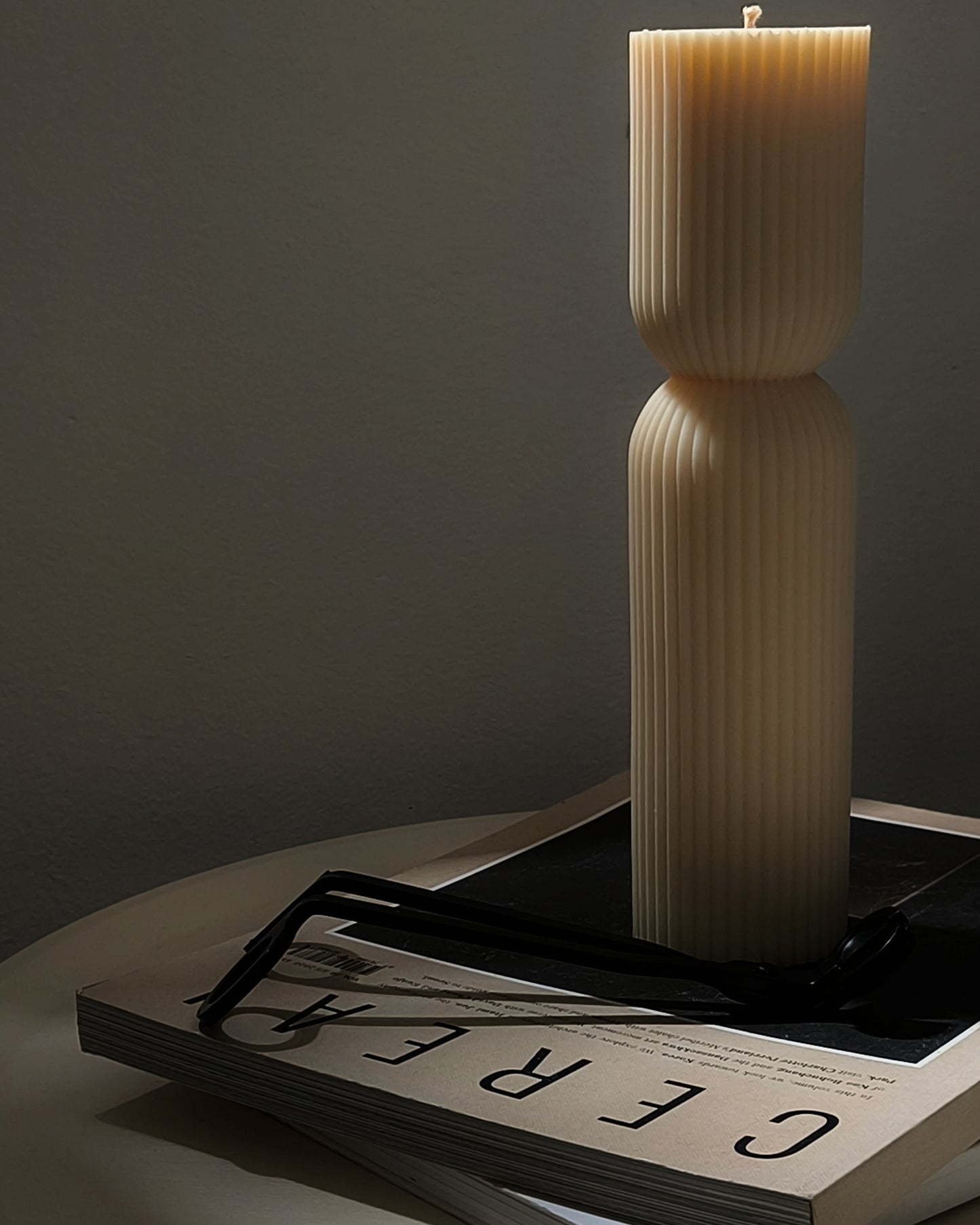 Tall Ribbed Column Pillar Candle